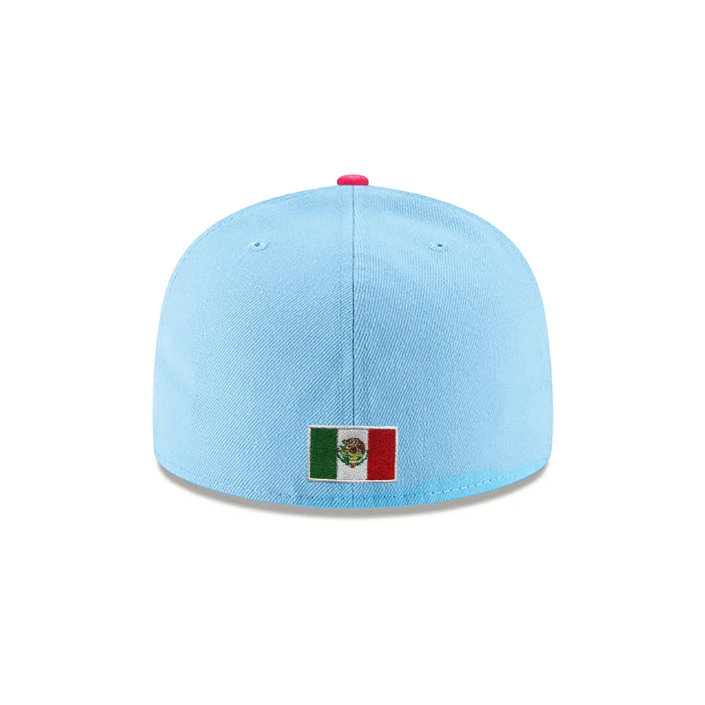 New Era 59FIFTY Mexico "M" Fitted Hat – Light Blue/Rose Pink