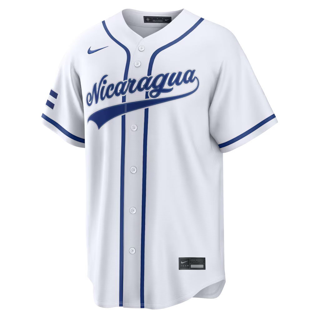 2026 WBC Nicaragua Men's Nike Stadium Jersey – Official Home White Edition